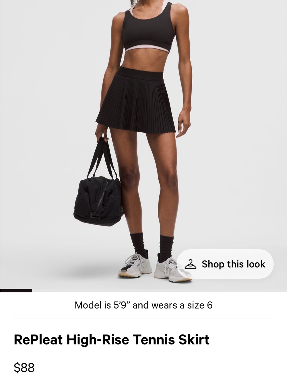 lululemon athletica Black Pleated High-Rise Tennis Skirt